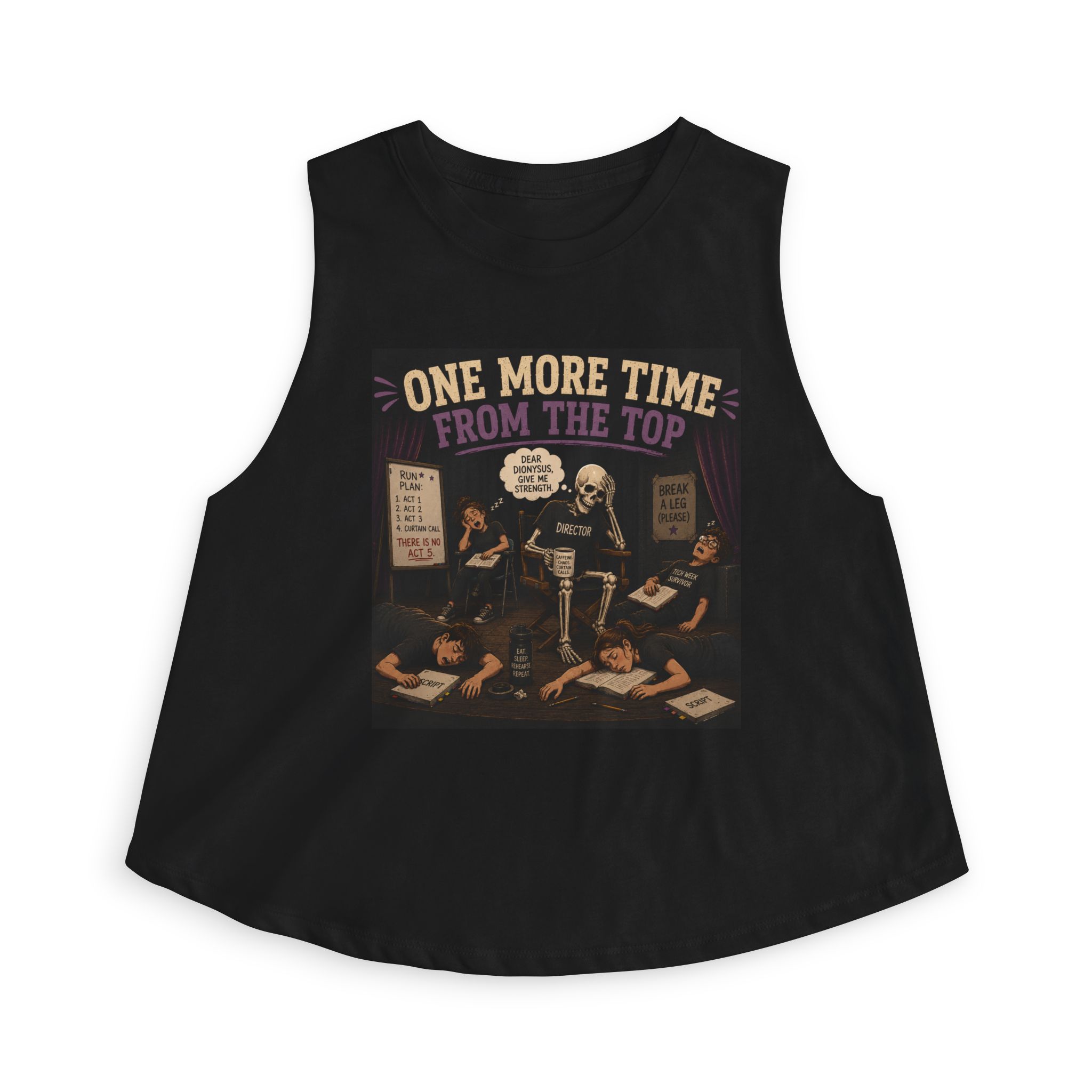 Crop Top — "One More Time From The Top" Skeleton Band Graphic Tank