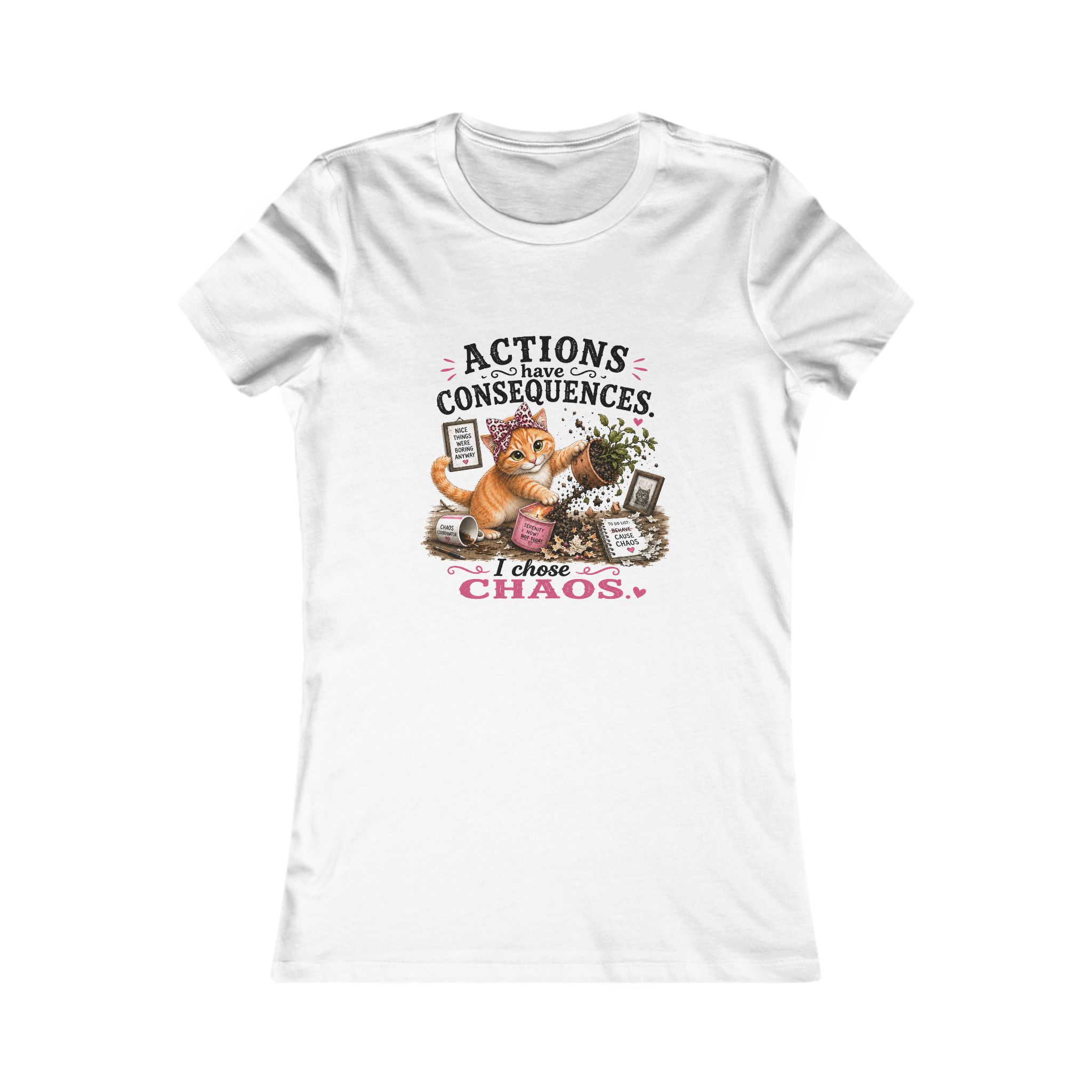 Women's T-Shirt - "Actions Have Consequences, I Choose Chaos" Cat Graphic Tee
