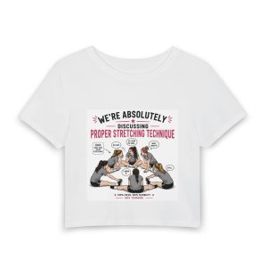 Women's Baby Tee — 'Discussing Proper Stretching Technique' Graphic Tee