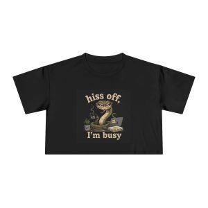 "Hiss Off, I'm Busy" Crop Tee - Cute Grumpy Snake Graphic Women's Shirt